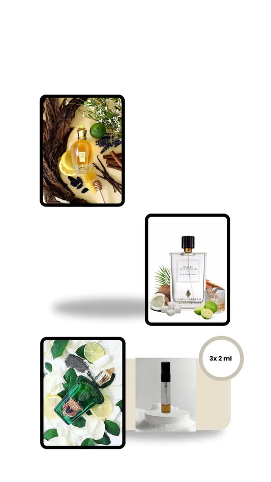 
Sommer-Set Citrus Breeze: Drei 2-ml-Proben mit zitrisch-aromatischen Düften – Naxos, Malibu Party in the Bay und Fiero