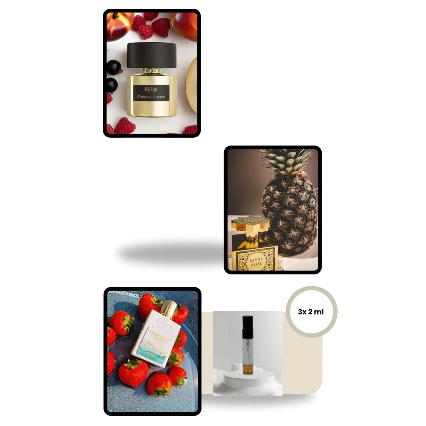 Sommer-Set Nr. 1 – Summer Seduction mit 3×2 ml Duftproben: Kajal Lamar, Salum Strawberry Pool und Tiziana Terenzi Kirke – MicheloDuft