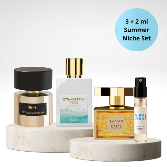 Summer Seduction Parfümproben Set mit Tiziana Terenzi Kirke, Kajal Lamar und Strawberry Pool als 3 x 2 ml Duftproben