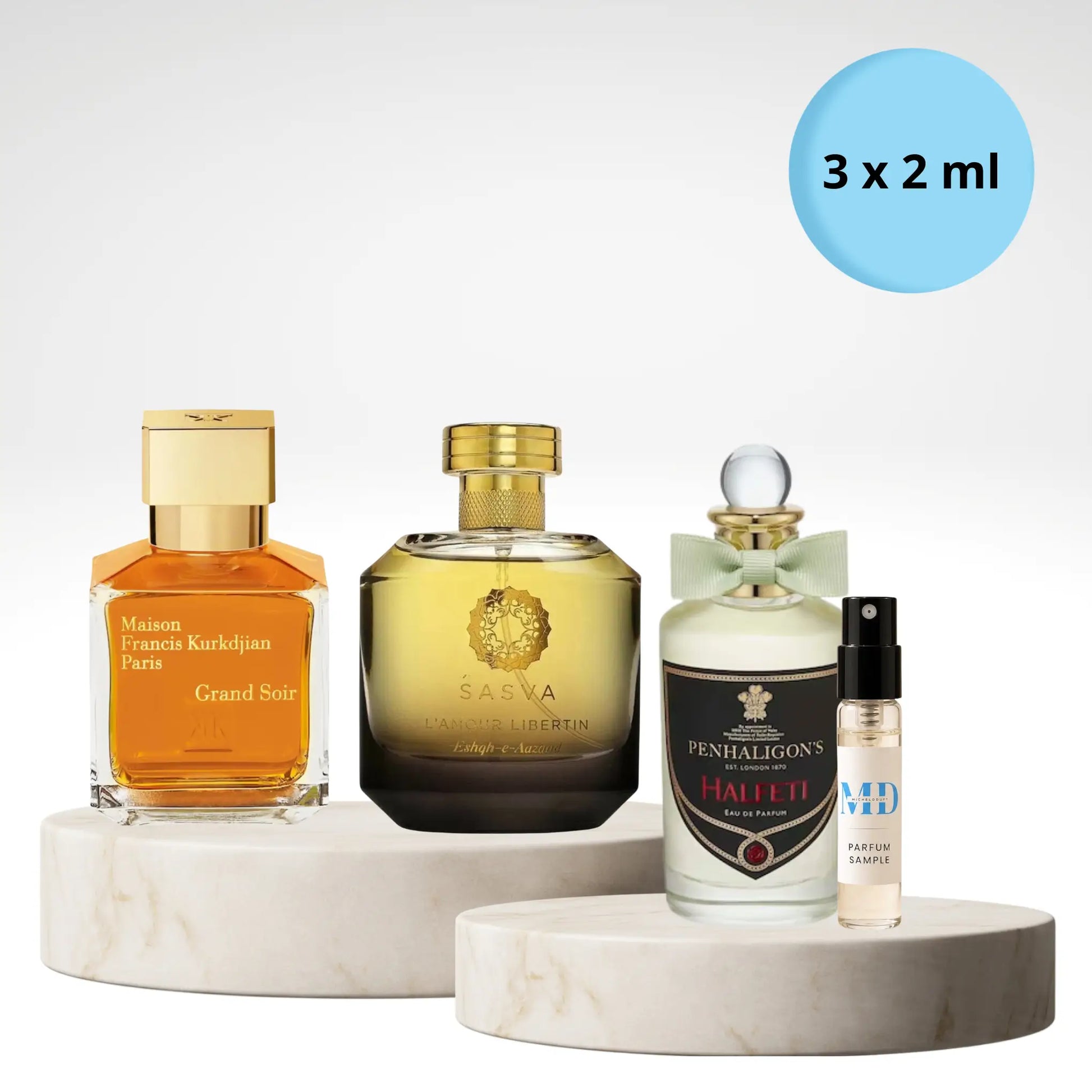 Winter Elegance Parfümproben Set mit Maison Francis Kurkdjian Grand Soir, Penhaligon's Halfeti und L'Amour Libertin als 3 x 2 ml Duftproben